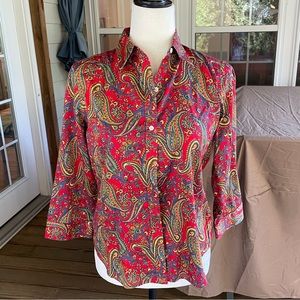 Ralph Lauren red patterned button down shirt